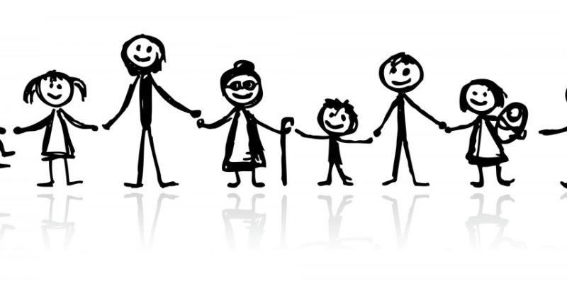 Cartoon with various stick figure people with and without disabilities