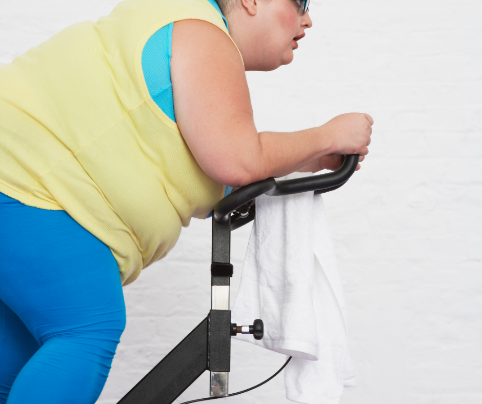 woman on exercise bike